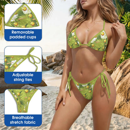 Green Softball Bikini Set – Tropical Sports Two Piece Swimsuit | Netecom