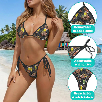 Funny BBQ Bikini Set for Women, Two Piece Swimsuit, Grilling Food Beachwear | Netecom