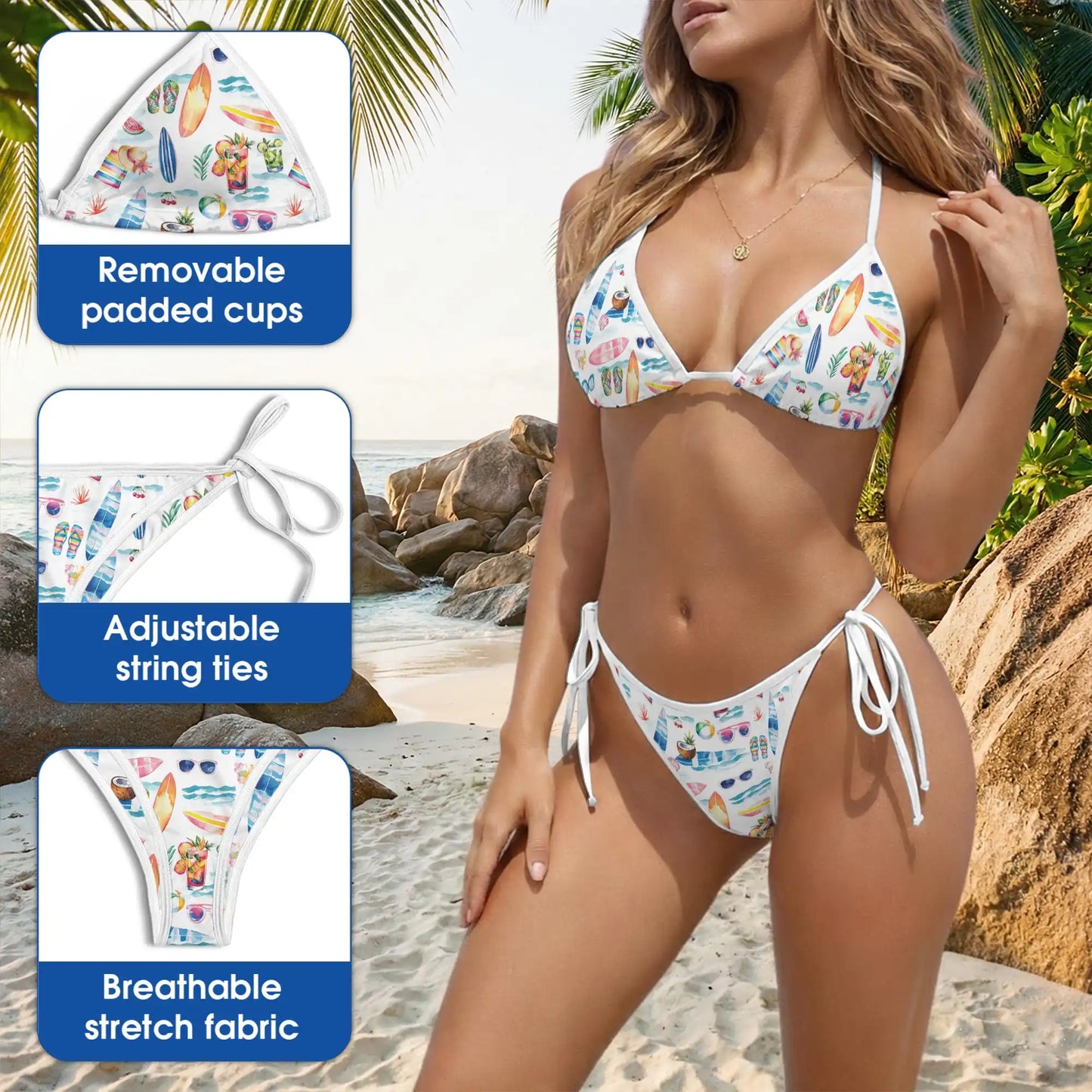 Colorful Surfing Bikini Set – Beach Lifestyle Two Piece Swimsuit | Netecom