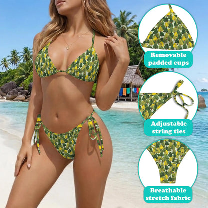 Pattern Tree Bikini Set for Women, Two Piece Swimsuit, Abstract Nature Beachwear | Netecom
