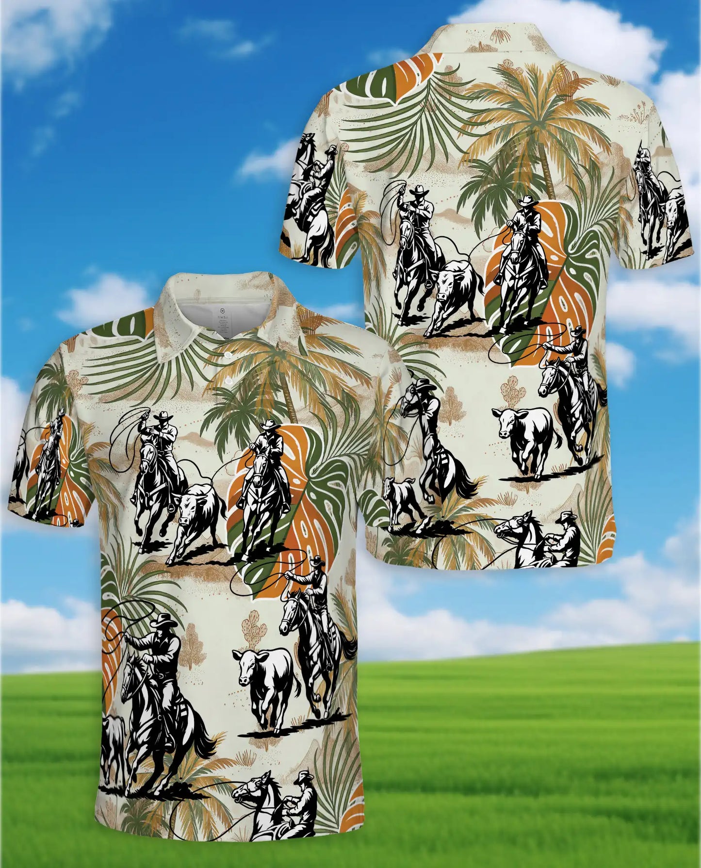 Cowboy Rodeo Cattle 3D Polo Shirt for Men | Netecom