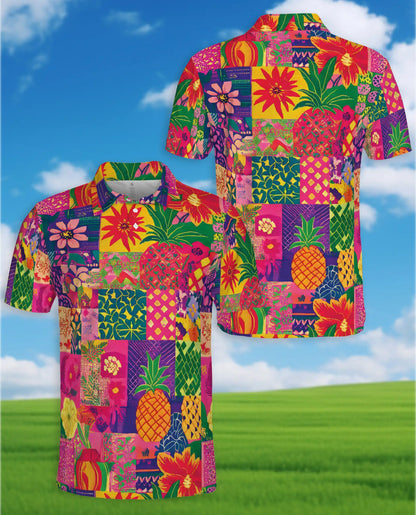 Pineapple Tropical 3D Polo Shirt for Men – Colorful Island Print | Netecom