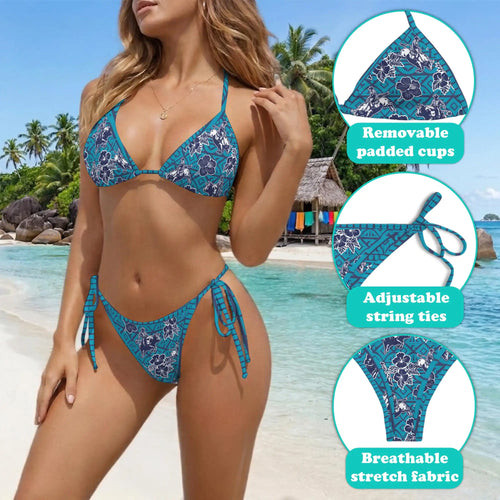 Bull Riding Bikini Set for Women, Two Piece Swimsuit, Bull Riding and Floral Print Beachwear | Netecom