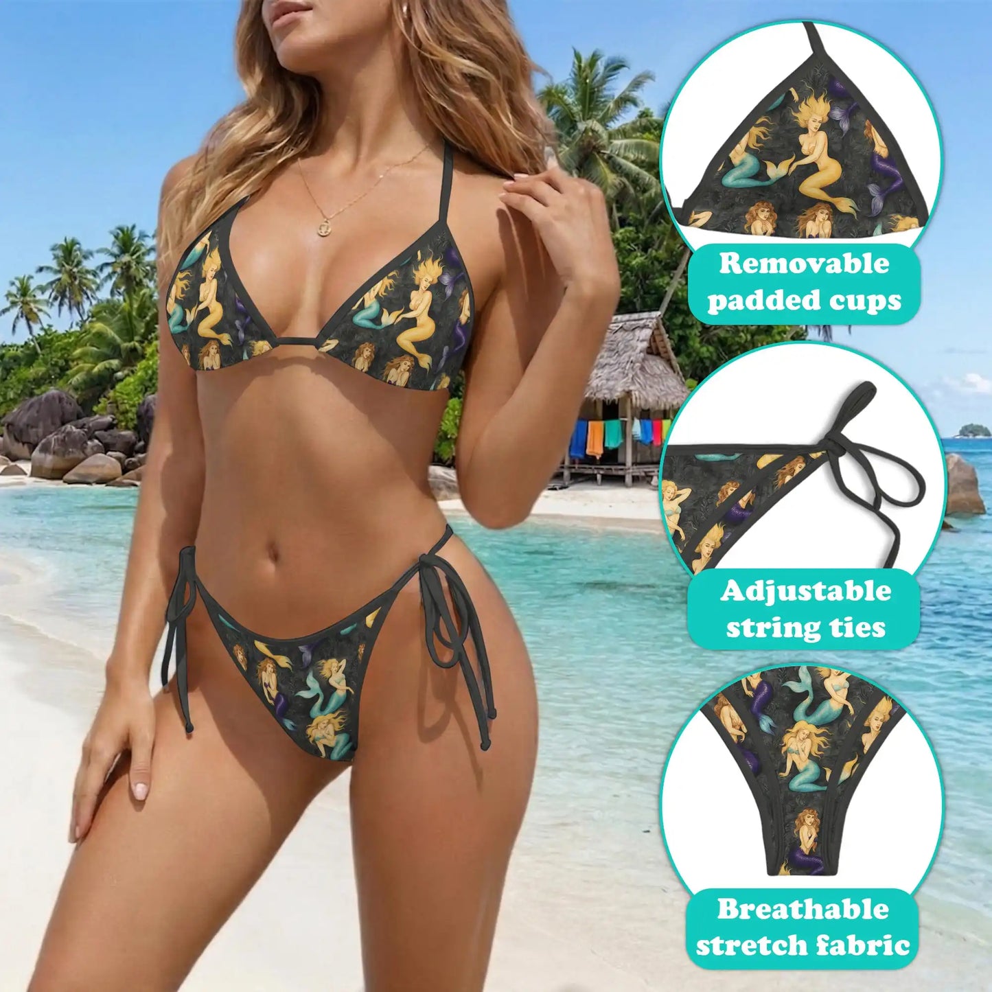 Beautiful Mermaid Bikini Set for Women, Two Piece Swimsuit, Fantasy Ocean Beachwear | Netecom