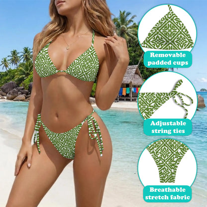 Green Celtic Bikini Set for Women, Two Piece Swimsuit, Celtic Pattern Beachwear | Netecom