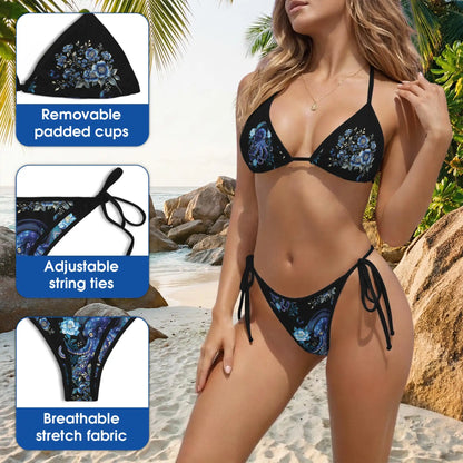 Vintage Floral Octopus Bikini Set – Ocean Art Two Piece Swimsuit | Netecom