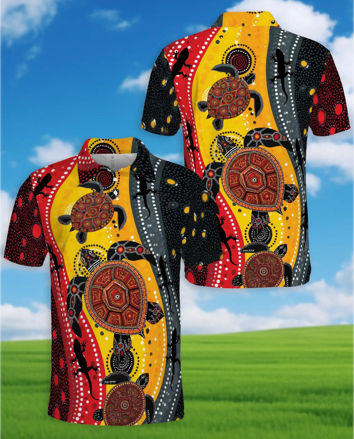 Turtle Dot Art Polo Shirt for Men – Aboriginal Inspired Style | Netecom