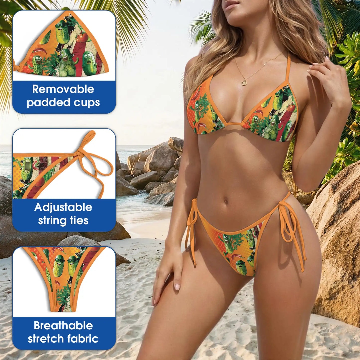 Funny Pickles Bikini Set – Novelty Food Two Piece Swimsuit | Netecom