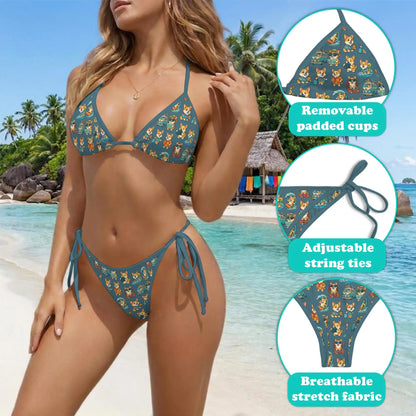 Corgi Cute Bikini Set for Women, Two Piece Swimsuit, Craft Beachwear | Netecom