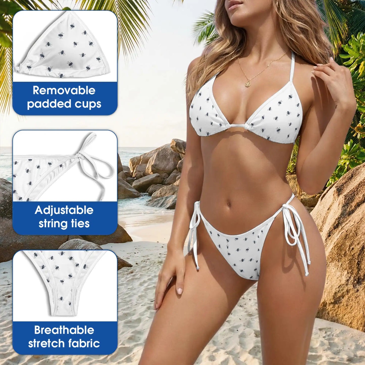 Housefly Bikini Set – Minimal Insect Two Piece Swimsuit | Netecom