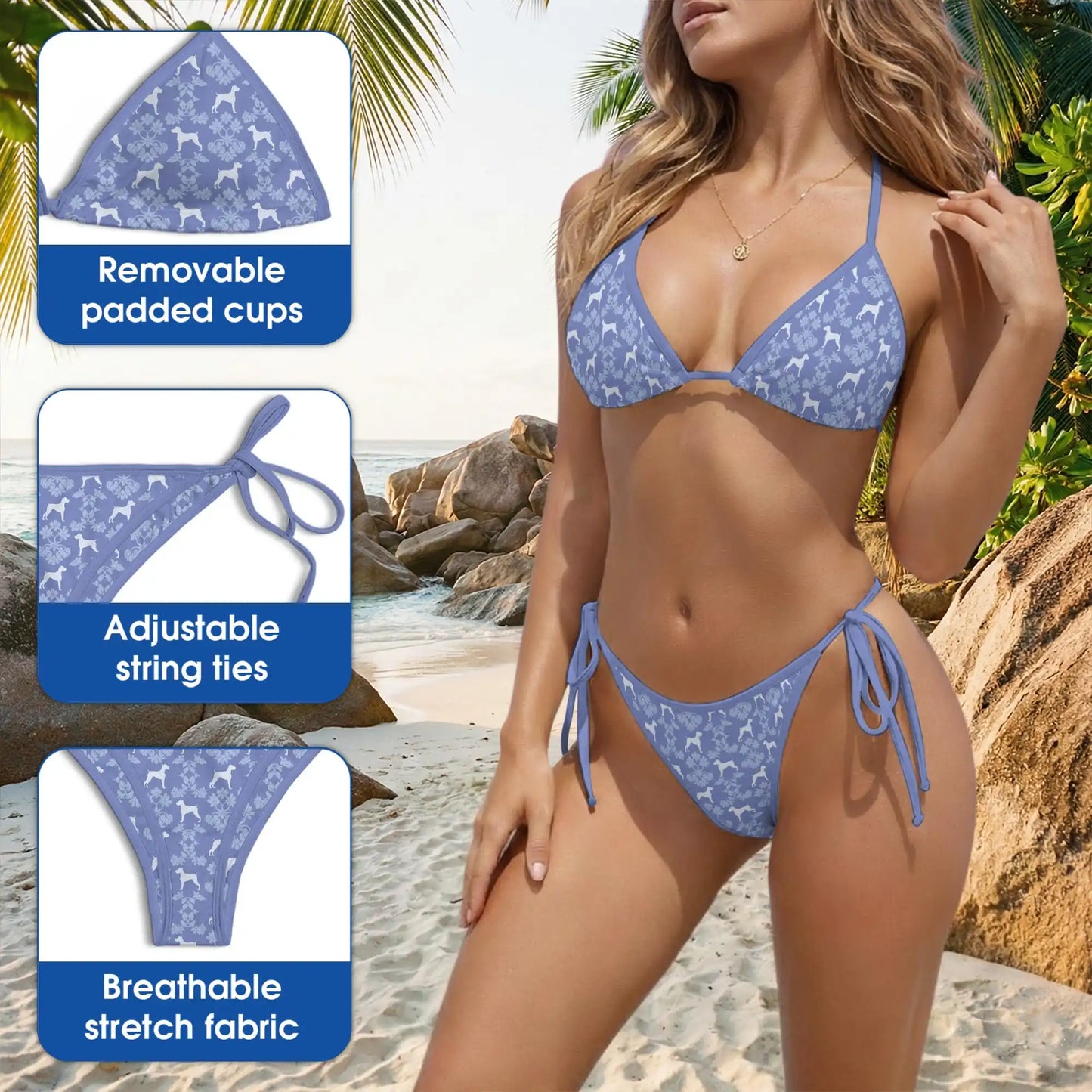 Boxer Dog Bikini Set – Minimal Dog Lover Two Piece Swimsuit | Netecom