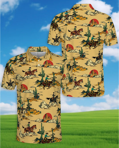 Western Desert Polo Shirt for Men – Cowboy Ranch Style | Netecom