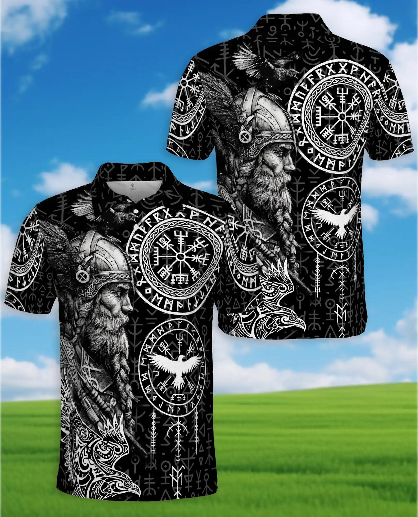 Viking Warrior Polo Shirt for Men – Norse Mythology Style | Netecom
