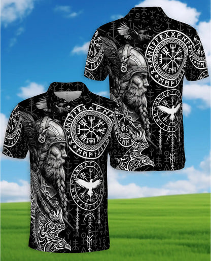 Viking Warrior Polo Shirt for Men – Norse Mythology Style | Netecom