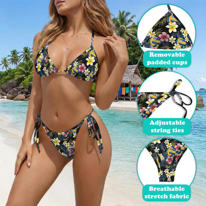 Volleyball Flower Bikini Set for Women, Two Piece Swimsuit, Tropical Sport Beachwear | Netecom