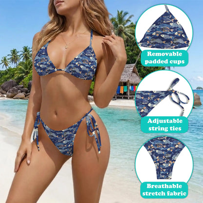 Japanese Fish Bikini Set for Women Two Piece Swimsuit – Ocean Fish Print | Netecom
