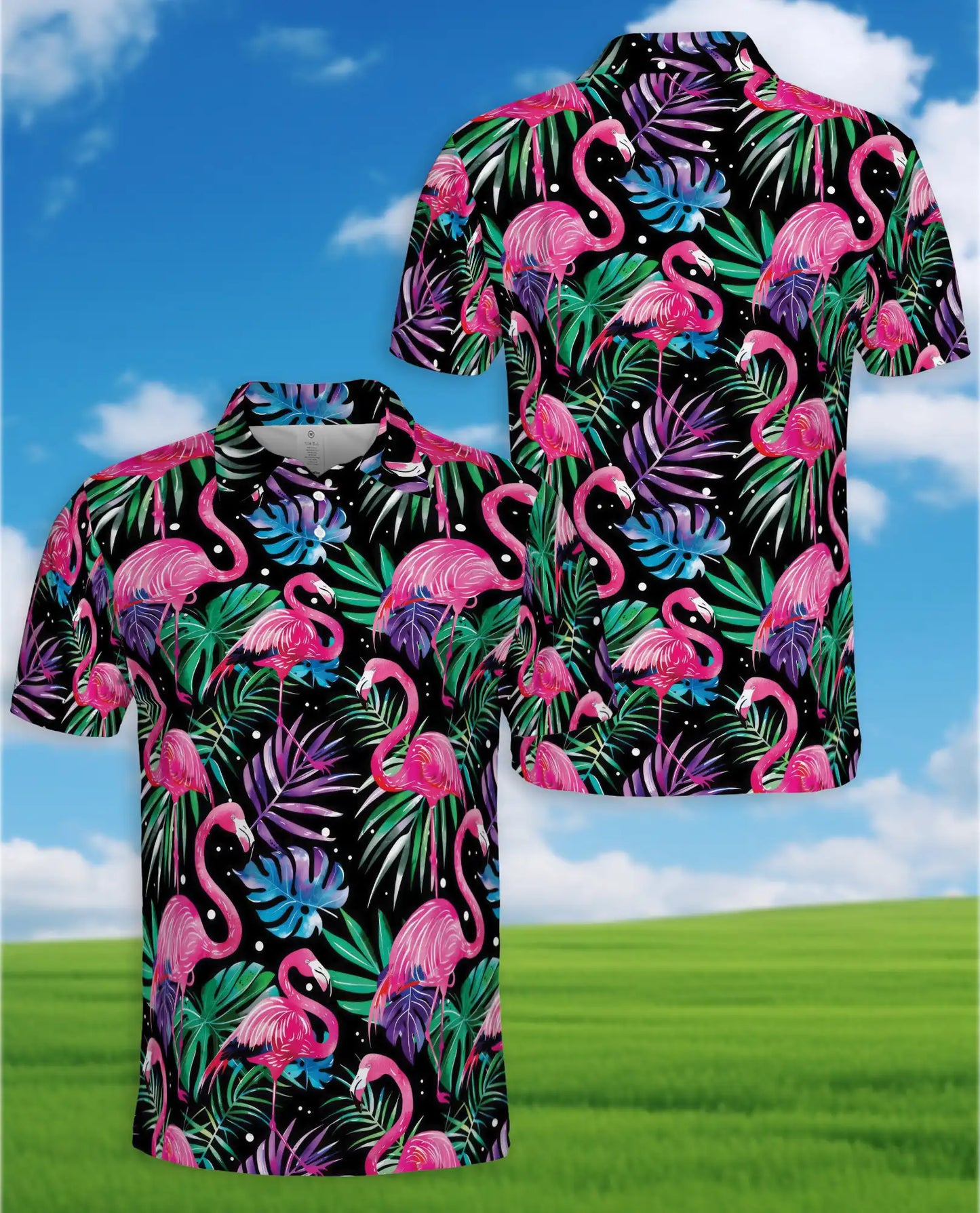 Pink Flamingo Polo Shirt for Men – Tropical Beach Style | Netecom