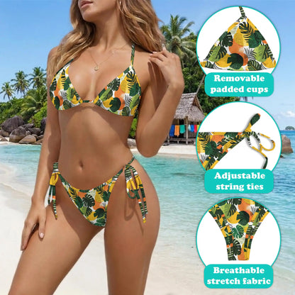 Tropical Leaf Bikini Set for Women, Two Piece Swimsuit, Botanical Jungle Beachwear | Netecom