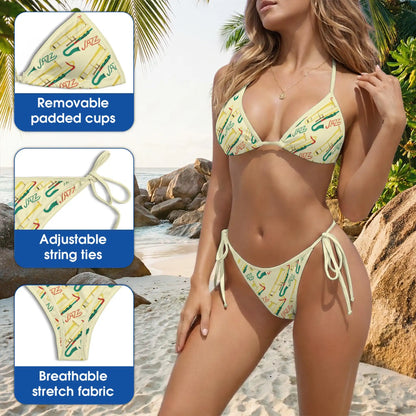 Trombone Pattern Bikini Set – Jazz Music Two Piece Swimsuit | Netecom