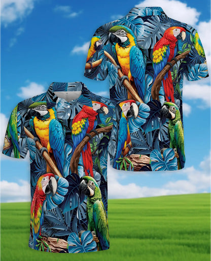 Tropical Parrot Polo Shirt - Colorful Macaw Jungle Style | Netecom