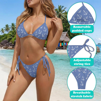 Boat Anchor Bikini Set for Women, Two Piece Swimsuit, Nautical Beachwear | Netecom