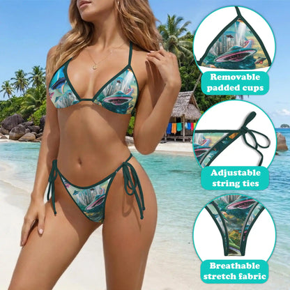 Alien UFO Bikini Set for Women, Two Piece Swimsuit, Sci Fi Space Beachwear | Netecom