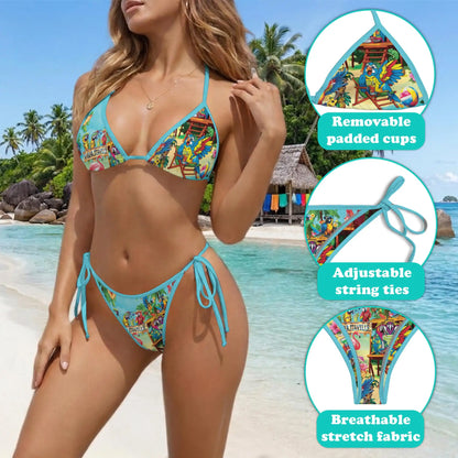 Colorful Parrot Bikini Set for Women, Two Piece Swimsuit, Colorful Island Beachwear | Netecom