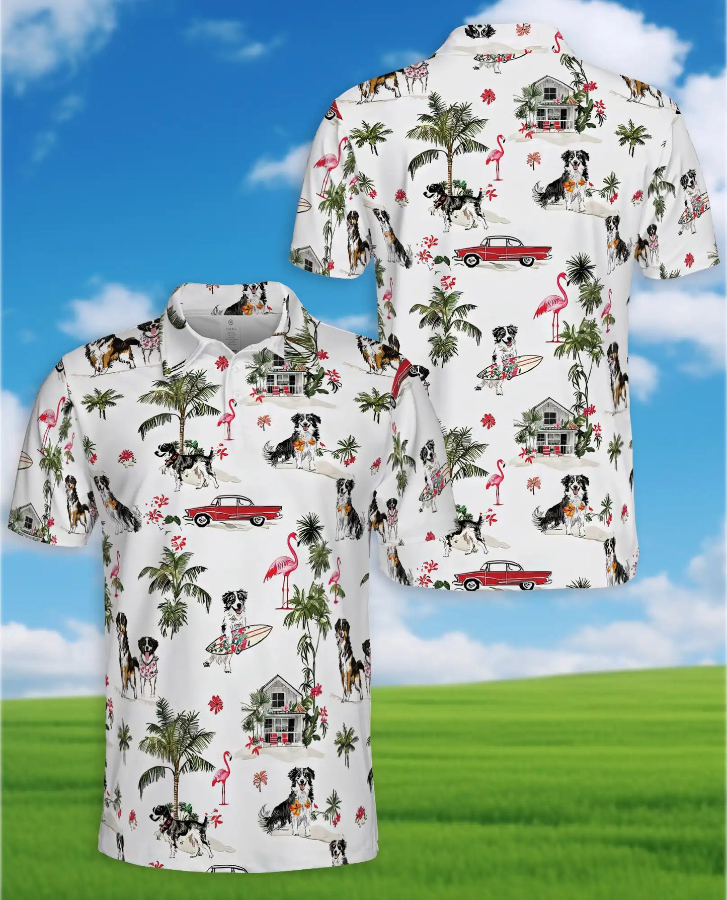 Bernese Mountain Dog Polo Shirt – Tropical Beach Print | Netecom