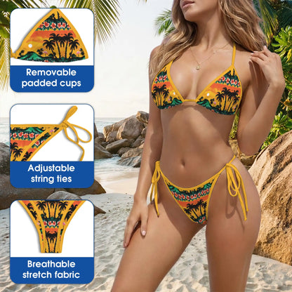 Sunset Flamingo Bikini Set – Tropical Beach Two Piece Swimsuit | Netecom
