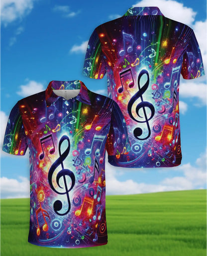 Music Notes Polo Shirt – Colorful Treble Clef Print | Netecom