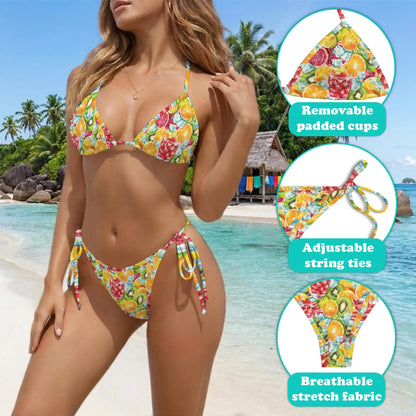 Citrus Fruit Bikini Set for Women, Two Piece Swimsuit, Tropical Fruit Beachwear | Netecom