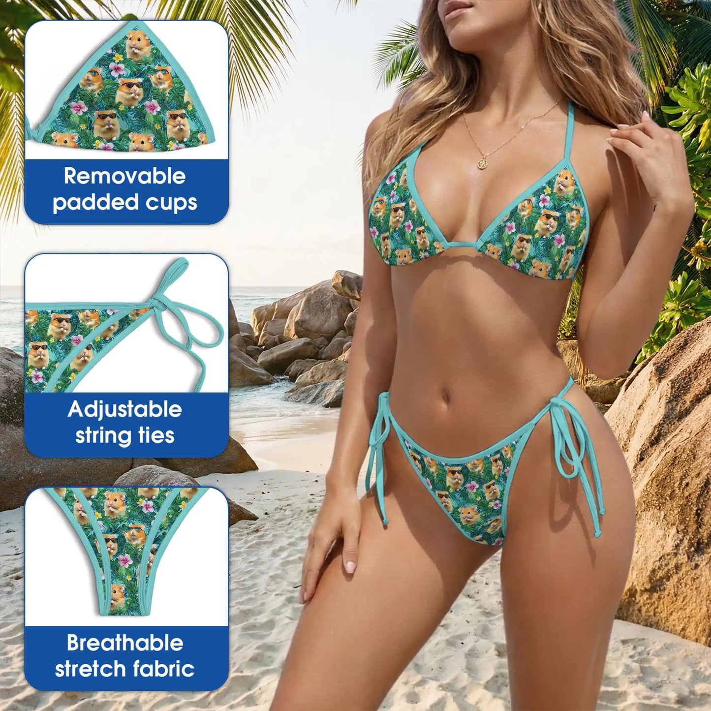 Tropical Hamster Bikini Set – Cute Animal Two Piece Swimsuit | Netecom