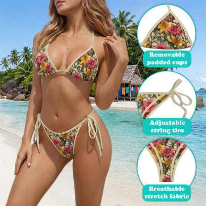 Lilium Bikini Set for Women, Two Piece Swimsuit, Floral Botanical Beachwear | Netecom