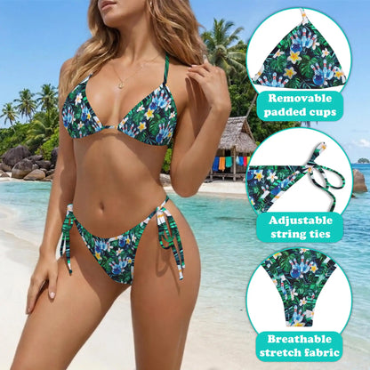 Bowling Ball Bikini Set for Women, Two Piece Swimsuit, Tropical Sport Beachwear | Netecom