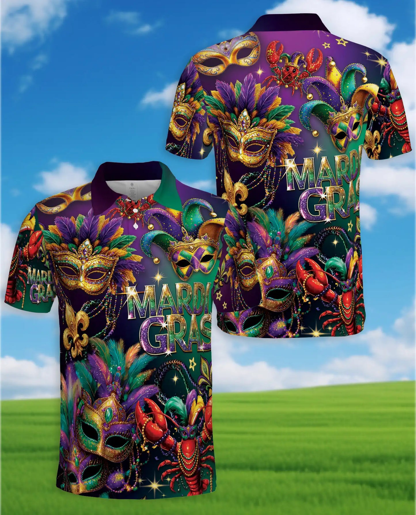 Mardi Gras Mask Polo Shirt - Carnival Festival Style | Netecom