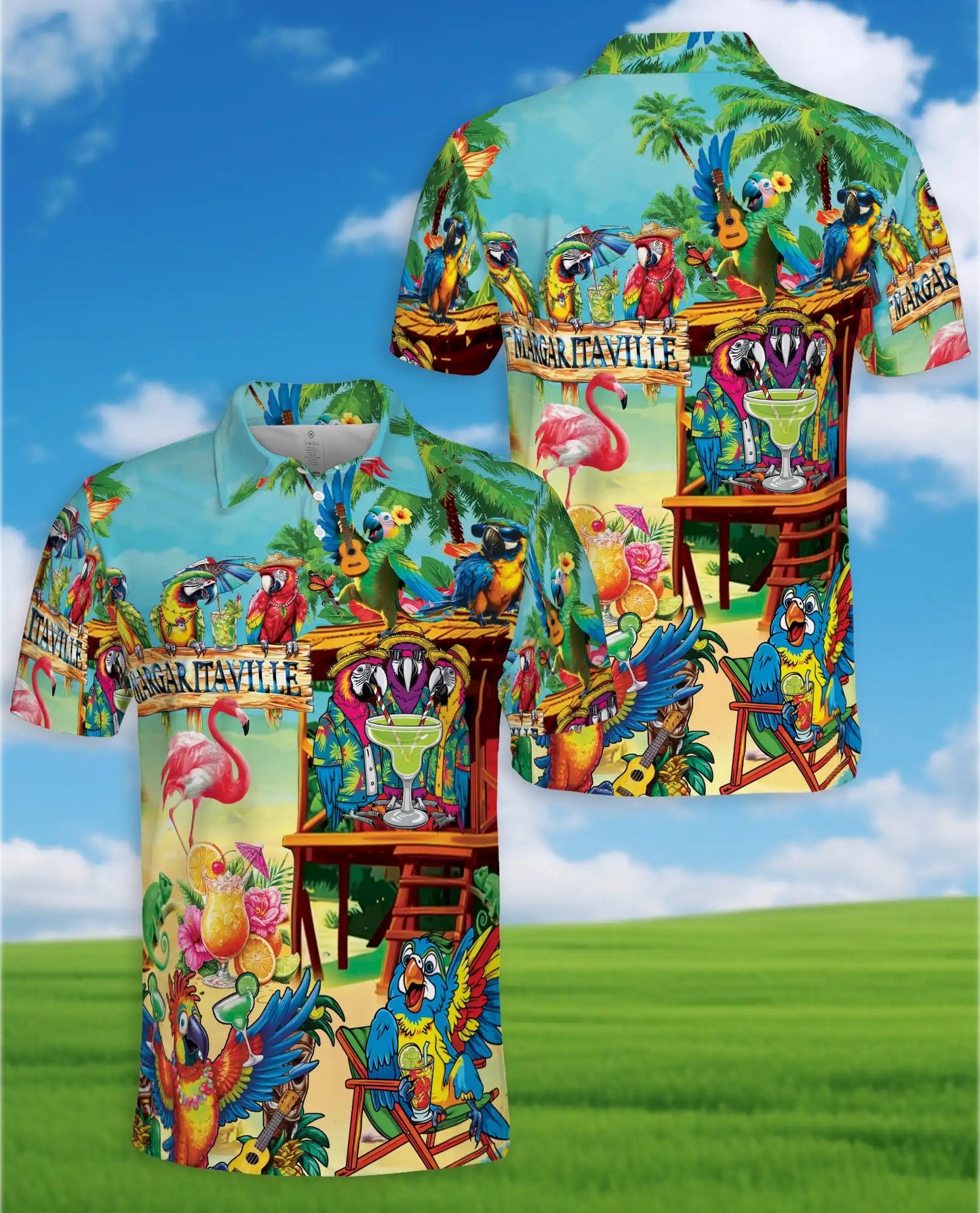 Parrot Tiki Bar Polo Shirt for Men – Tropical Party Style | Netecom