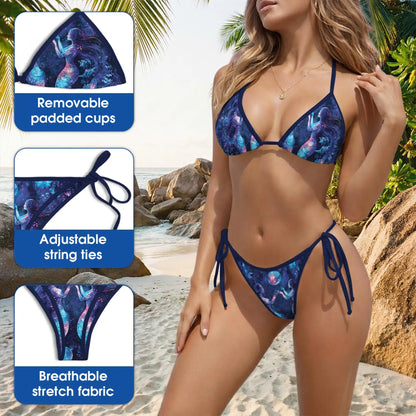 Floral Mermaid Black Bikini Set – Dark Fantasy Two Piece Swimsuit | Netecom