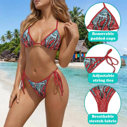 Tropical Tentacles Bikini Set for Women, Two Piece Swimsuit, Octopus Ocean Beachwear | Netecom