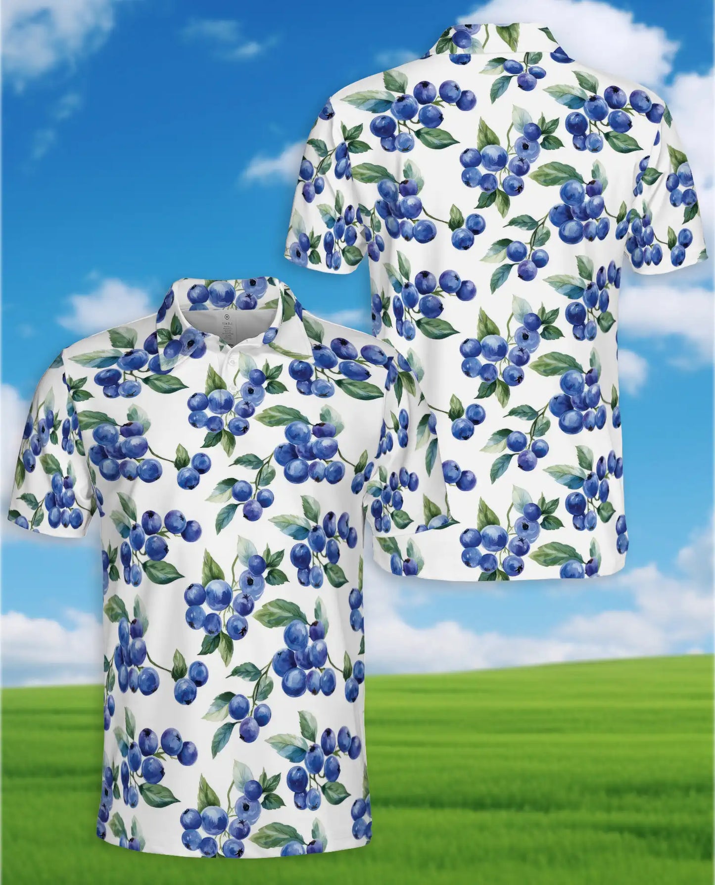 Blueberry Fruit Hawaiian Polo Shirt for Men – Tropical Summer Style | Netecom