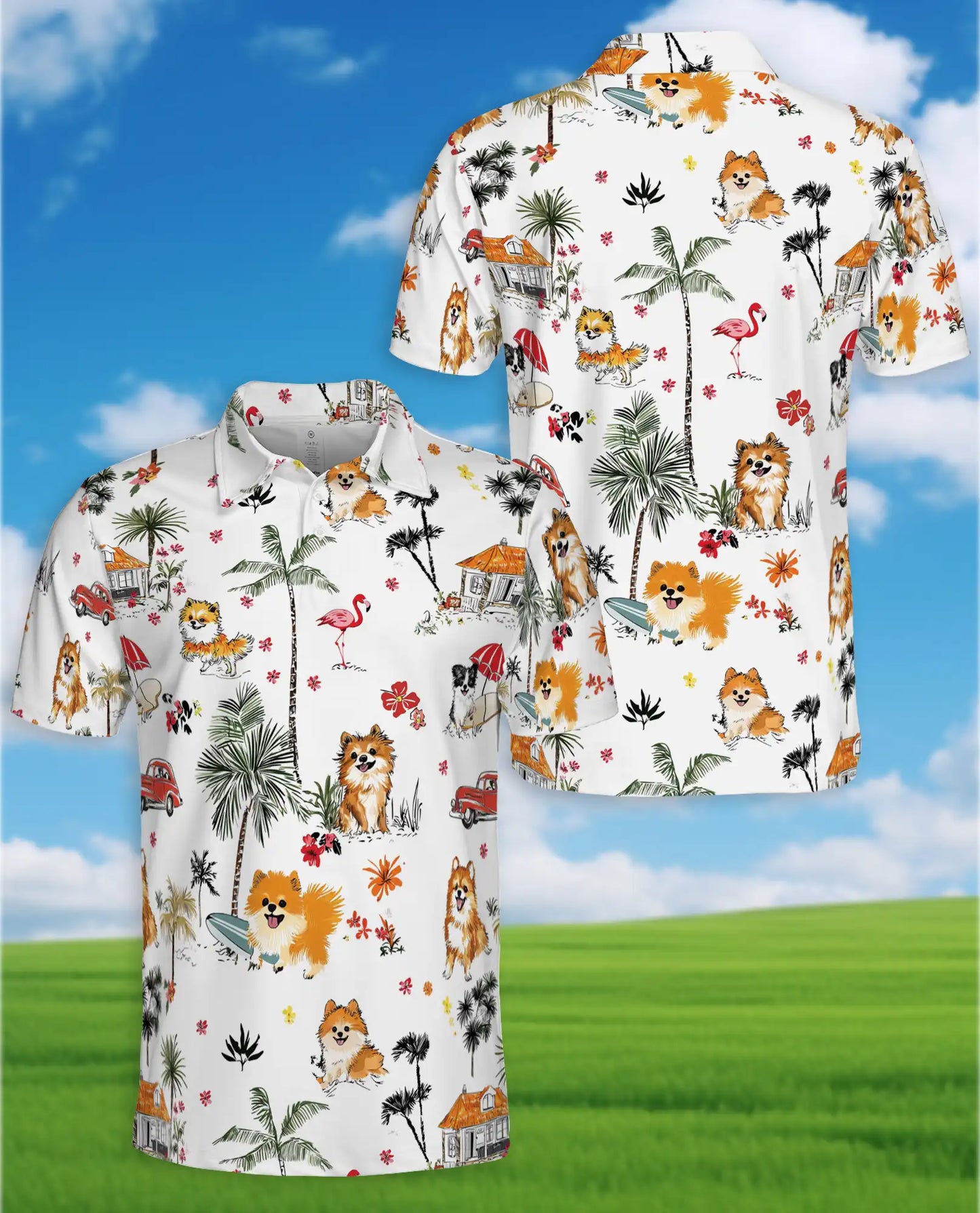 Tropical Cats Hawaiian Polo Shirt for Men – Colorful Island Design | Netecom