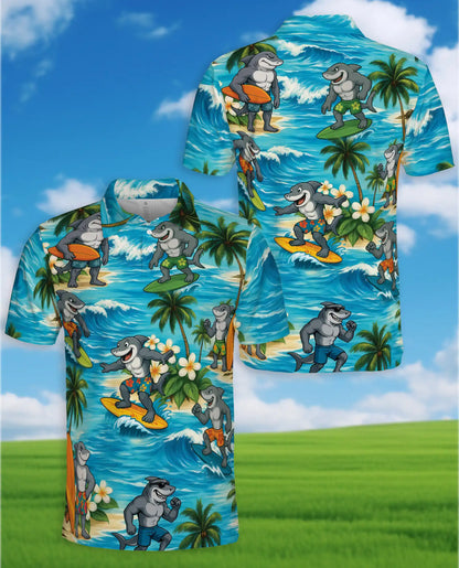 Surfing Shark Polo Shirt for Men – Beach Vacation Style | Netecom