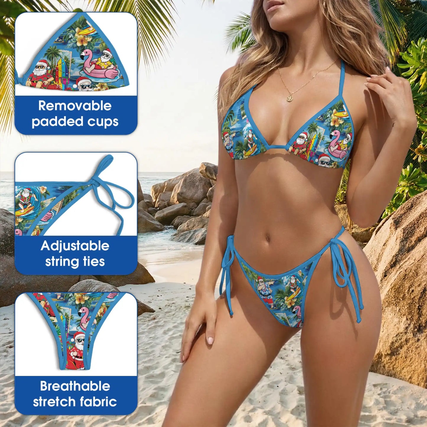 Christmas Santa Bikini Set – Tropical Holiday Two Piece Swimsuit | Netecom