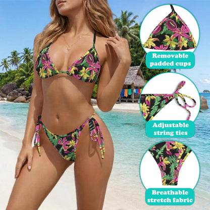 Flower Chunk Bikini Set for Women, Two Piece Swimsuit, Vibrant Floral Print Beachwear | Netecom