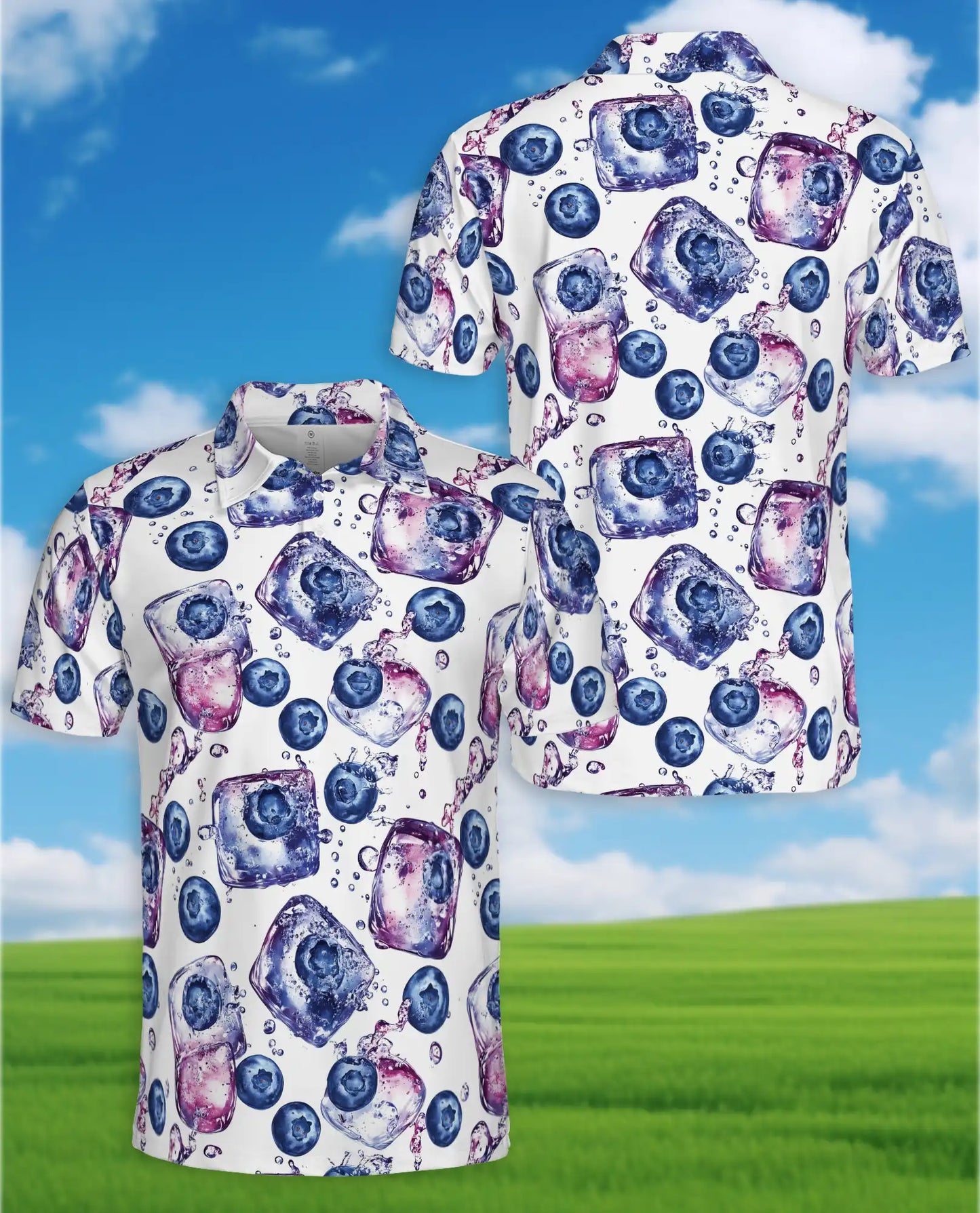 Blueberry Ice Polo Shirt for Men – Netecom Hawaiian Summer Shirt | Netecom