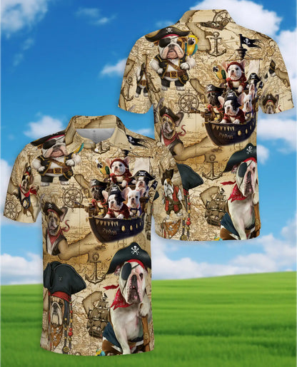 Pirate Dogs Polo Shirt for Men – Cute Bulldog Pirate Print | Netecom