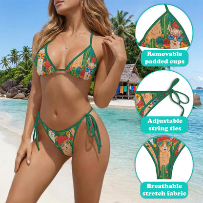 Funny Llama Bikini Set for Women, Two Piece Swimsuit, Cute Animal Beachwear | Netecom