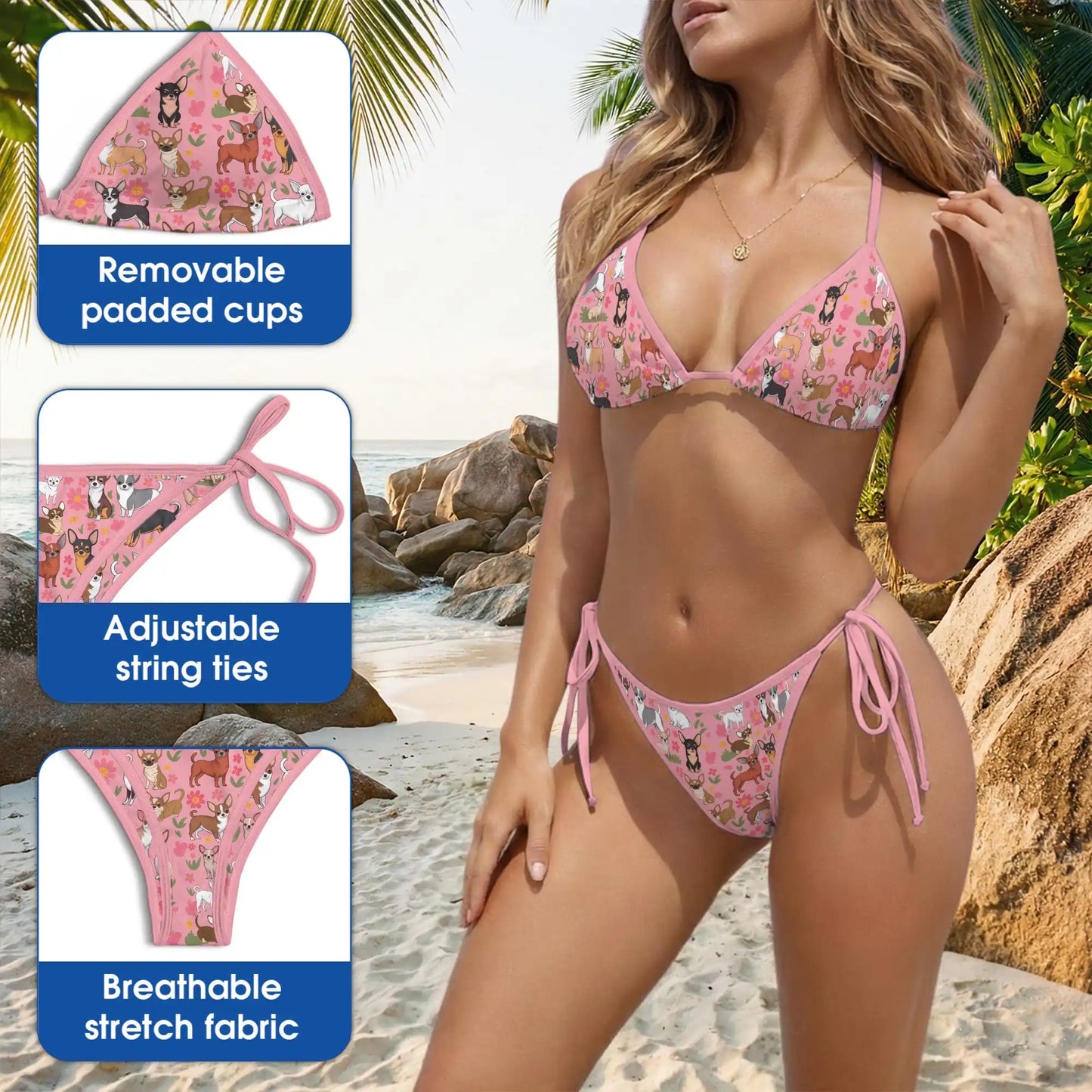 Chihuahua Bikini Set – Cute Dog Lover Two Piece Swimsuit | Netecom