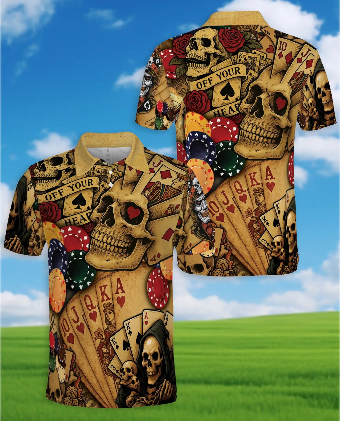 Skull Poker Polo Shirt for Men – Casino Party Style | Netecom
