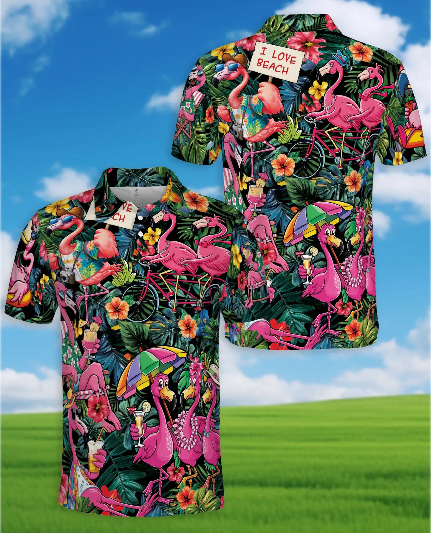 Tropical Flamingo Polo Shirt for Men – Beach Vacation Style | Netecom