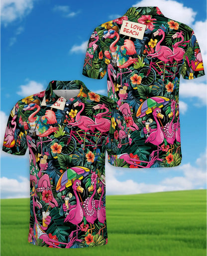 Tropical Flamingo Polo Shirt for Men – Beach Vacation Style | Netecom